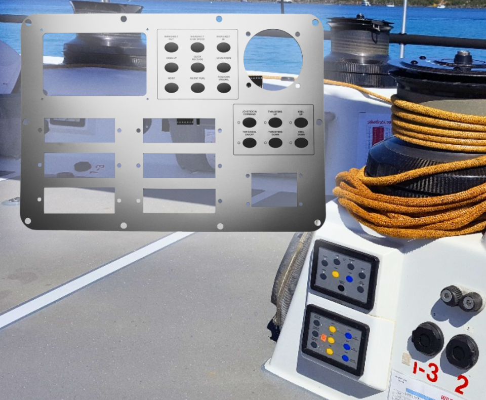 Membrane switch panels on a racing yacht deck